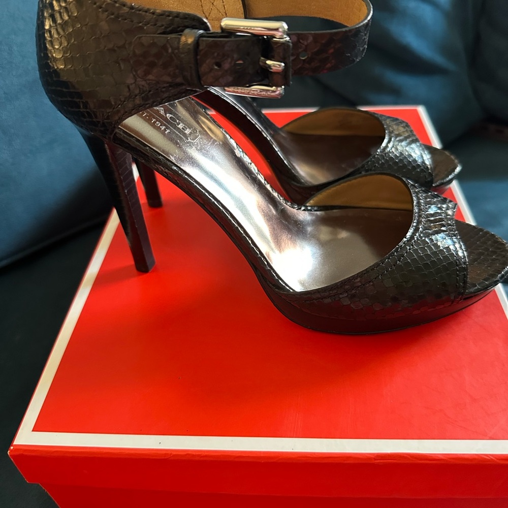 Coach Black Python Sistine Heel Pumps - image 6